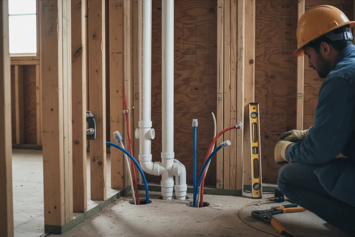 Drain and supply rough-in during Drain Cleaning in Beach City