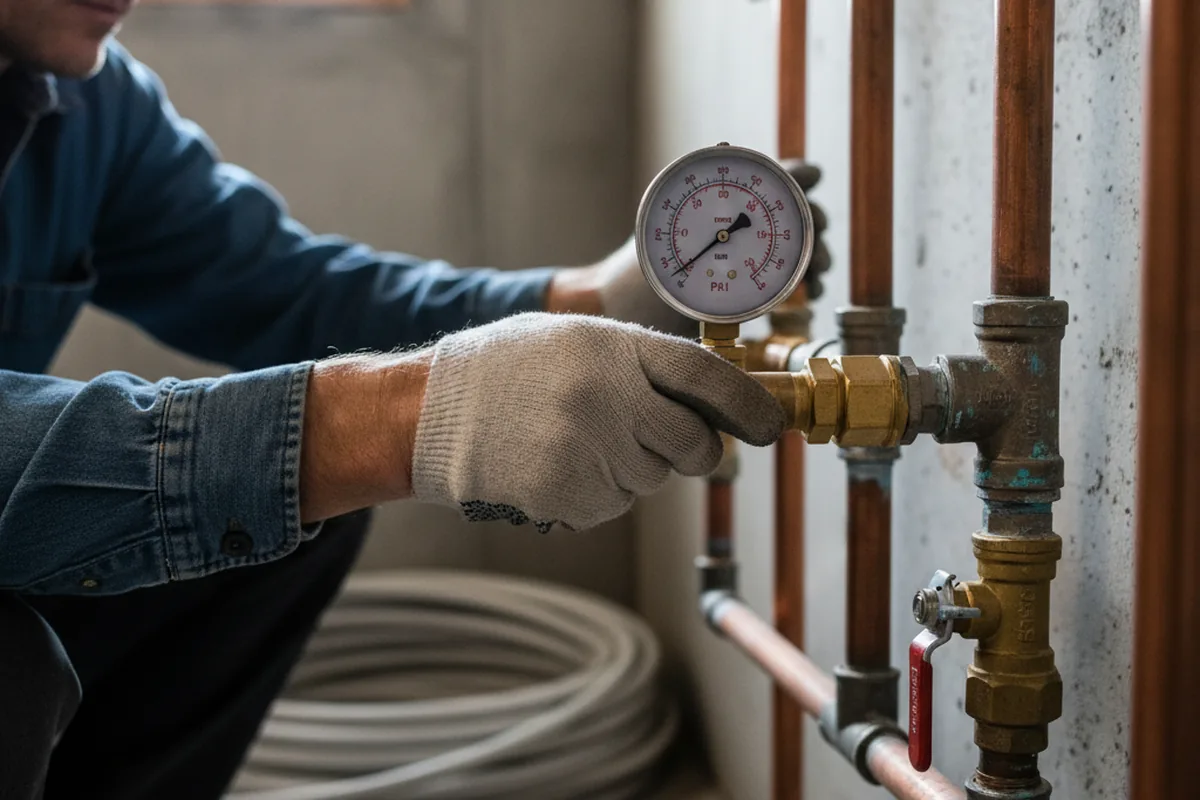 Pressure testing a repaired line during Water Line Repair in Beach City